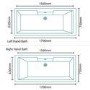 Tabor 1700 x 750 Deluxe Airspa Bath-Double Bath Screen-Right hand bath