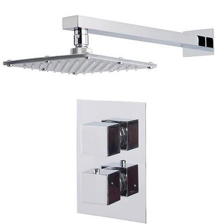 Cube Dual Valve with 175mm Square Shower Head & Wall Arm 