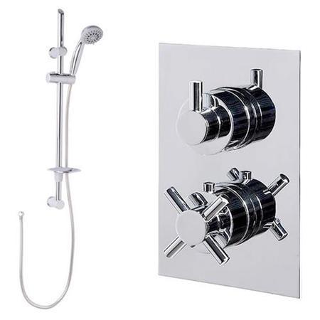 Eco Slide Shower Rail Kit with Style Dual Valve & Wall Outlet 