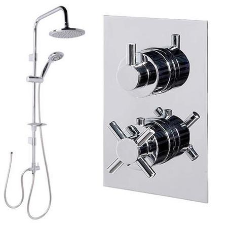 Dualex Riser Slide Shower Rail Kit with Style Dual Valve & Wall Outlet 