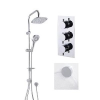 Vision Riser Slide Shower Rail Kit with S9 Triple Valve, Wall Outlet, Filler & Overflow 