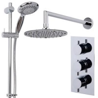 Space Slide Shower Rail Kit with S9 Triple Valve, Rotondo Head & Wall Arm 