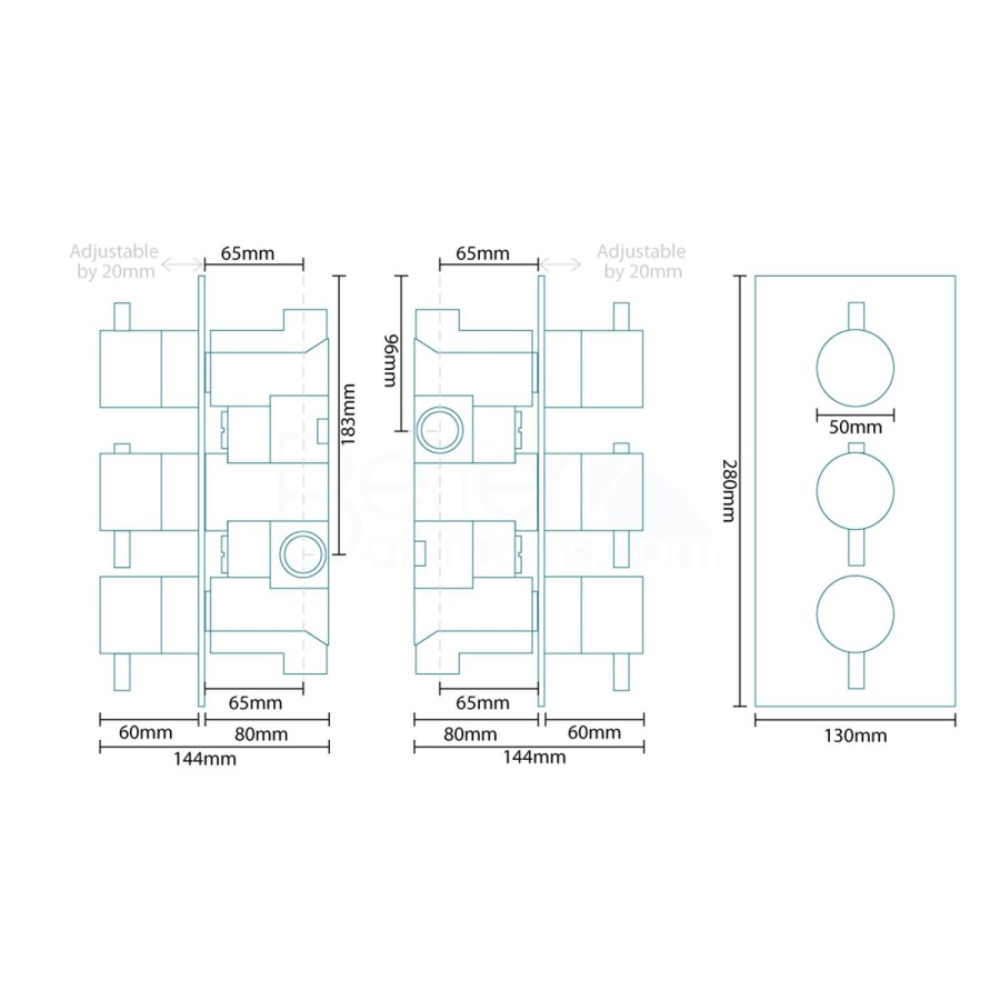 Space Slide Shower Rail Kit with S9 Triple Valve, Rotondo Head & Wall Arm 