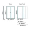 Bi Fold Door Enclosure 1000mm with Side Panel 900mm - 6mm Glass