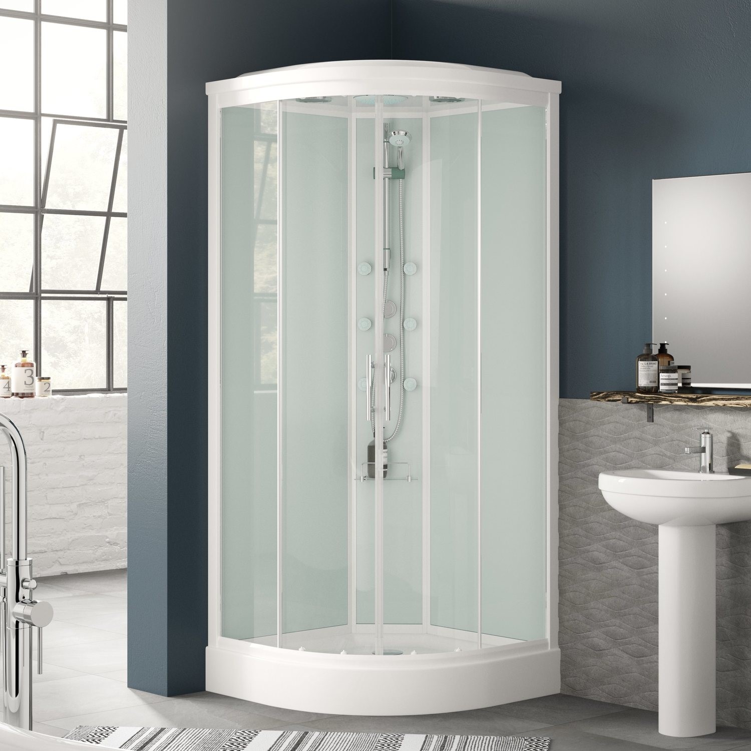 Quadrant Shower Cabin With 6 Body Jets Hydromassage 900 X 900mm