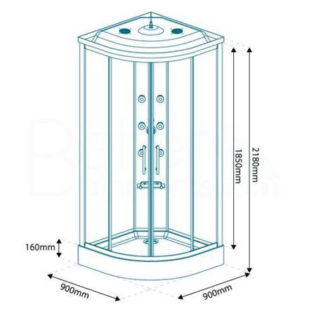 Aqualine&#153; Hydromassage Shower Cabin with 6 Body Jets with Square Handset