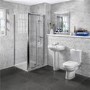 Aquafloe™ 6mm 900 Bi Fold Shower Door With 900 x 900 Shower Tray Albury Close Coupled Toilet & One Tap Hole Basin