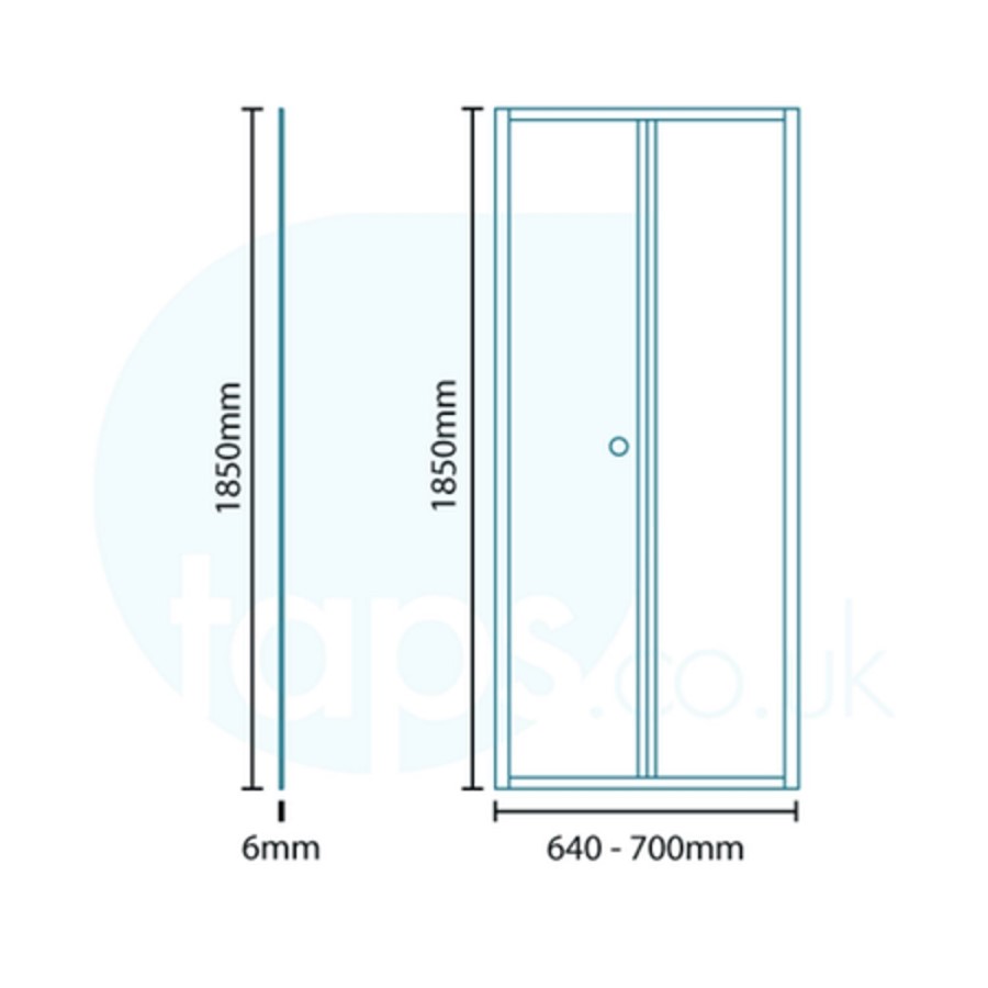 Bi-Fold Shower Door 760mm - 6mm Glass - Aquafloe Range