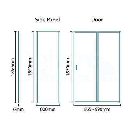 1000 x 800  Sliding Shower Enclosure - 6mm - Aquafloe