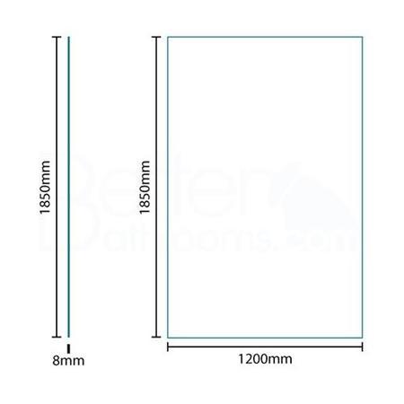 Walk In Reversible Wetroom Shower Screen - 1850 x 1200mm - 8mm Glass