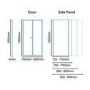 Bi Fold Door Enclosure 800mm with Side Panel 900mm - 6mm Glass - Aquafloe Range