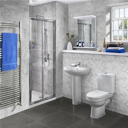 Aquafloe™ 6mm 800 Bi Fold Shower Door & Tray with Albury Suite