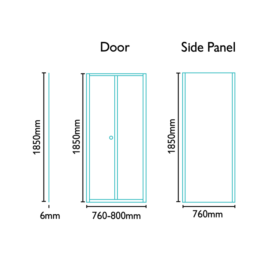 Bi-Fold Shower Enclosure with Tray 800 x 760mm - 6mm Glass - Aquafloe Range