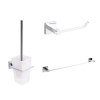 3 Piece Accessory Pack - Toilet Brush Toilet Paper Holder &amp; Towel Bar - Pearl Range