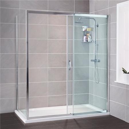 Aquafloe™ Iris 8mm 1200 x 800 Sliding Door Shower Enclosure with Slim Line Shower Tray, Waste and Shower