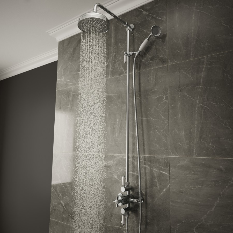 Vas Traditional Triple Exposed Shower Valve with Luxury Rigid Riser Kit