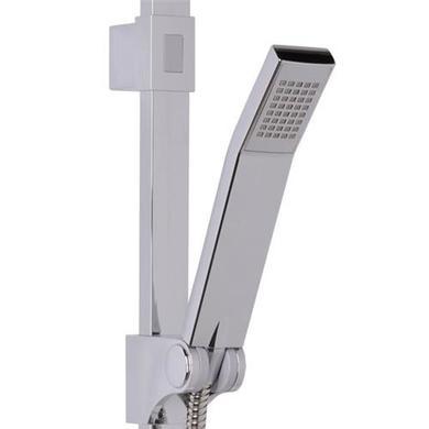 Quadro Slide Shower Rail Kit with Cube Triple Valve, 175mm Square Head & Wall Arm 