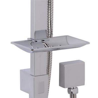 Quadro Slide Shower Rail Kit with Cube Triple Valve, 175mm Square Head & Wall Arm 