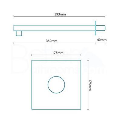 Quadro Slide Shower Rail Kit with Cube Triple Valve, 175mm Square Head & Wall Arm 