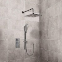 Square 20cm Rain Shower Head and Quadro Slide Rail Kit