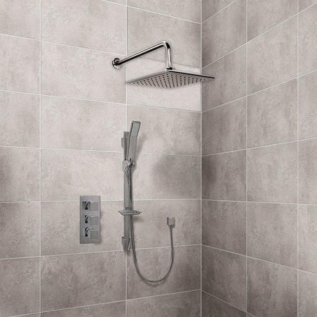 Square 20cm Rain Shower Head and Quadro Slide Rail Kit - Better Bathrooms