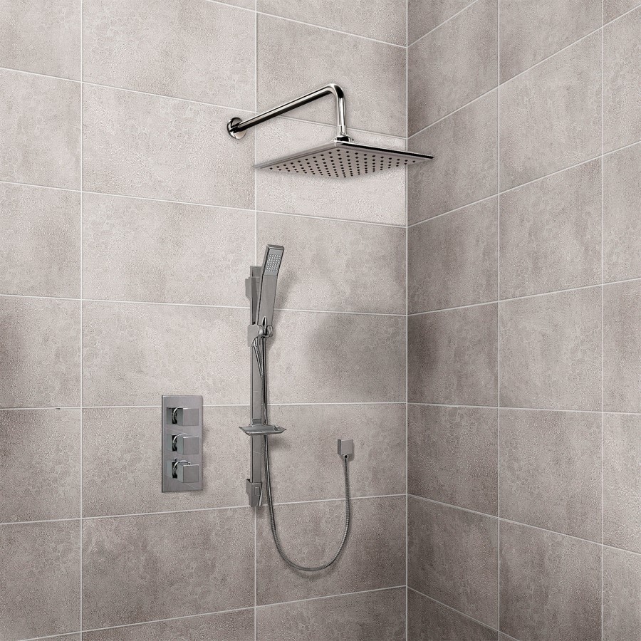 Square 20cm Rain Shower Head and Quadro Slide Rail Kit