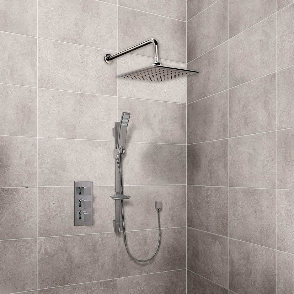 Square 20cm Rain Shower Head and Quadro Slide Rail Kit Better Bathrooms