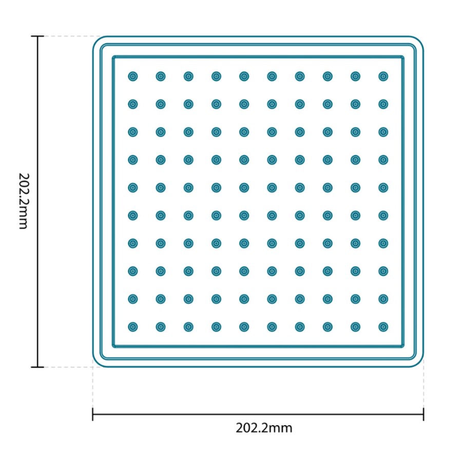 Square 20cm Rain Shower Head and Quadro Slide Rail Kit