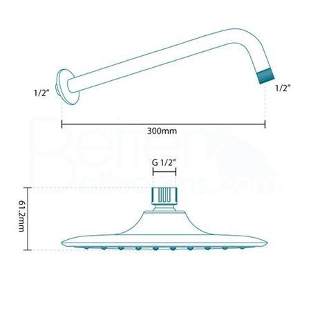 Square 20cm Rain Shower Head and Quadro Slide Rail Kit