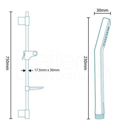 Square 20cm Rain Shower Head and Quadro Slide Rail Kit