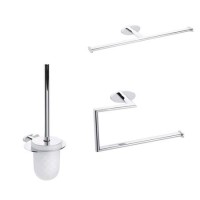 3 Piece Accessory Pack - Toilet Roll Holder Towel Ring & Toilet Brush - Polar Range 3 Piece Accessory Pack - Toilet Roll Holder Towel Ring & Toilet Brush - Polar Range