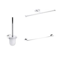 3 Piece Accessory Pack - Toilet Paper Holder Towel Rail & Toilet Brush & Holder- Polar Range
