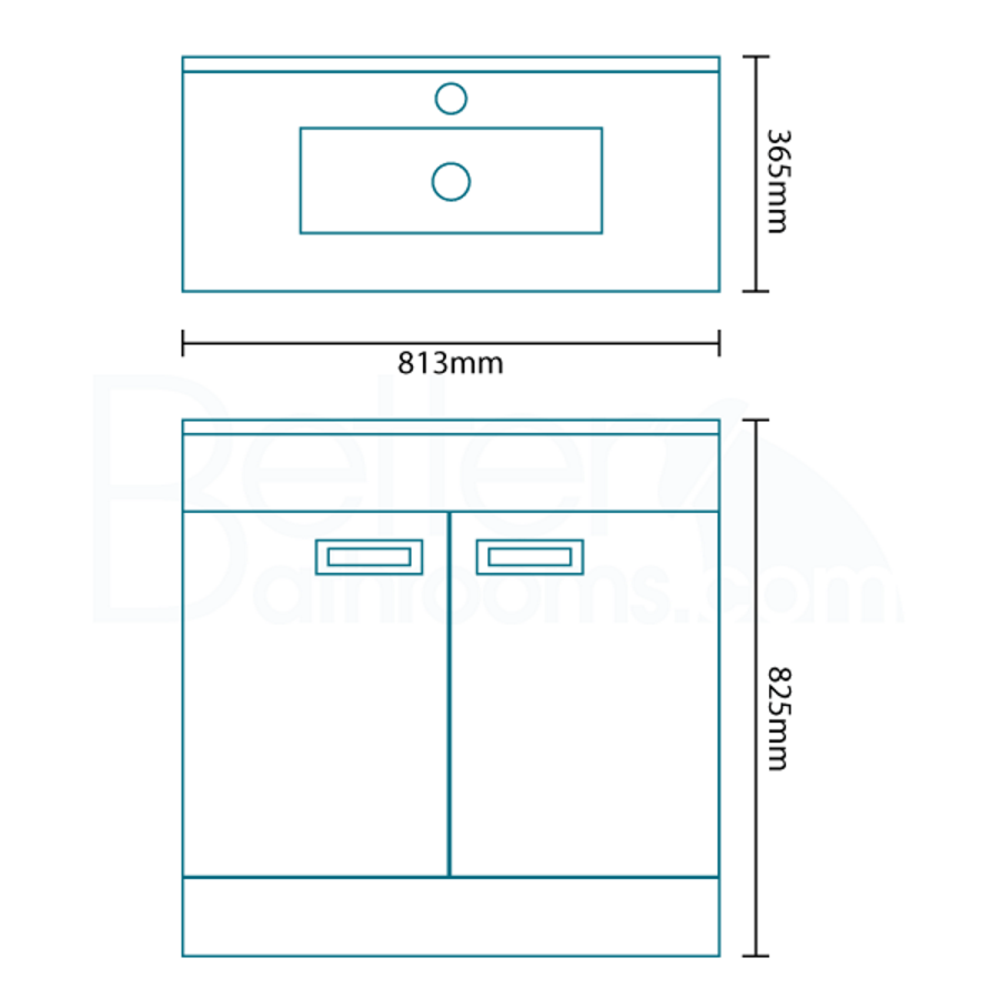 800mm Floorstanding Vanity Basin Unit - 2 Door - White - Aspen Compact Range