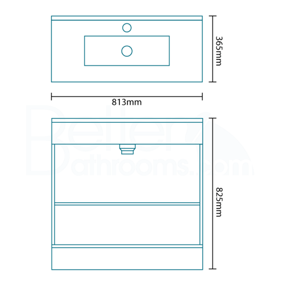 800mm Floorstanding Vanity Basin Unit - 2 Door - White - Aspen Compact Range