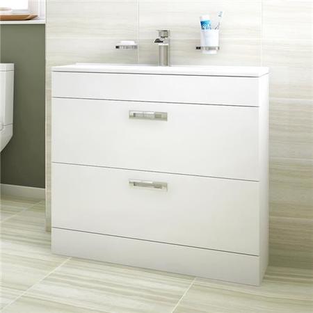 Aspen Compact 800mm Floor Mounted 2 Drawer Vanity Unit