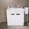 800mm Floor Standing Vanity Basin Unit - White Double Drawer - Aspen Range
