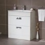 700mm Floor Standing Vanity Basin Unit - White Double Drawer - Aspen Range