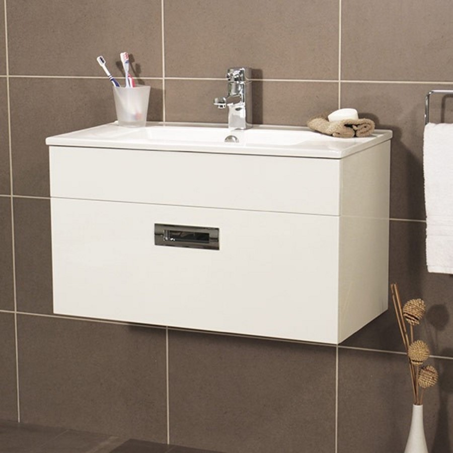 Aspen 700mm Wall Hung Basin Vanity Unit - White Single Drawer