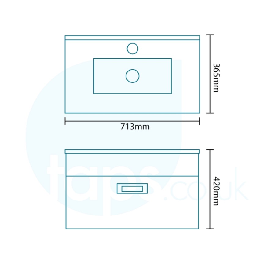 Aspen 700mm Wall Hung Basin Vanity Unit - White Single Drawer