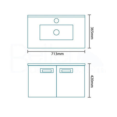 Aspen Compact 700mm Wall Hung Vanity Basin Unit 2 Door White