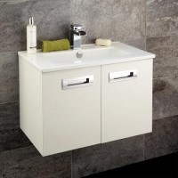 600mm Wall Mounted Basin Vanity Unit - White Double Door - Aspen Range