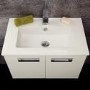 600mm Wall Mounted Basin Vanity Unit - White Double Door - Aspen Range