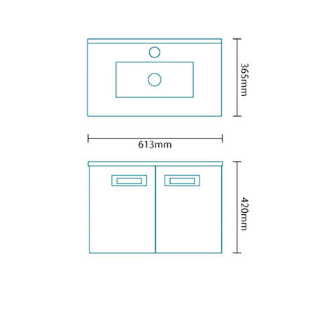 600mm Wall Mounted Basin Vanity Unit - White Double Door - Aspen Range