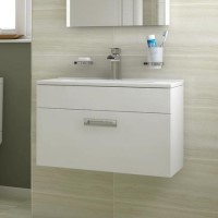 Aspen Compact 600mm White Wall Hung Vanity Basin Unit Single Drawer Aspen Compact 600mm White Wall Hung Vanity Basin Unit Single Drawer