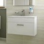 Aspen Compact 600mm White Wall Hung Vanity Basin Unit Single Drawer