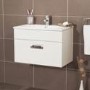 Aspen Compact 600mm White Wall Hung Vanity Basin Unit Single Drawer