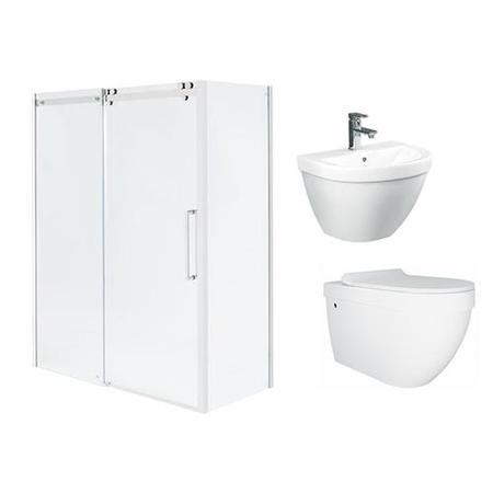 Trinity Premium 10mm Easy Clean 1200 x 800 Right Hand Frameless Sliding Door Enclosure With Aurora Suite