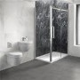 1200 x 800 Sliding Shower Enclosure - Left Handed 10mm Easy Clean Glass- Trinity Range  with Aurora Wall Hung Toilet and Basin