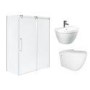 1200 x 800 Sliding Shower Enclosure - Left Handed 10mm Easy Clean Glass- Trinity Range  with Aurora Wall Hung Toilet and Basin