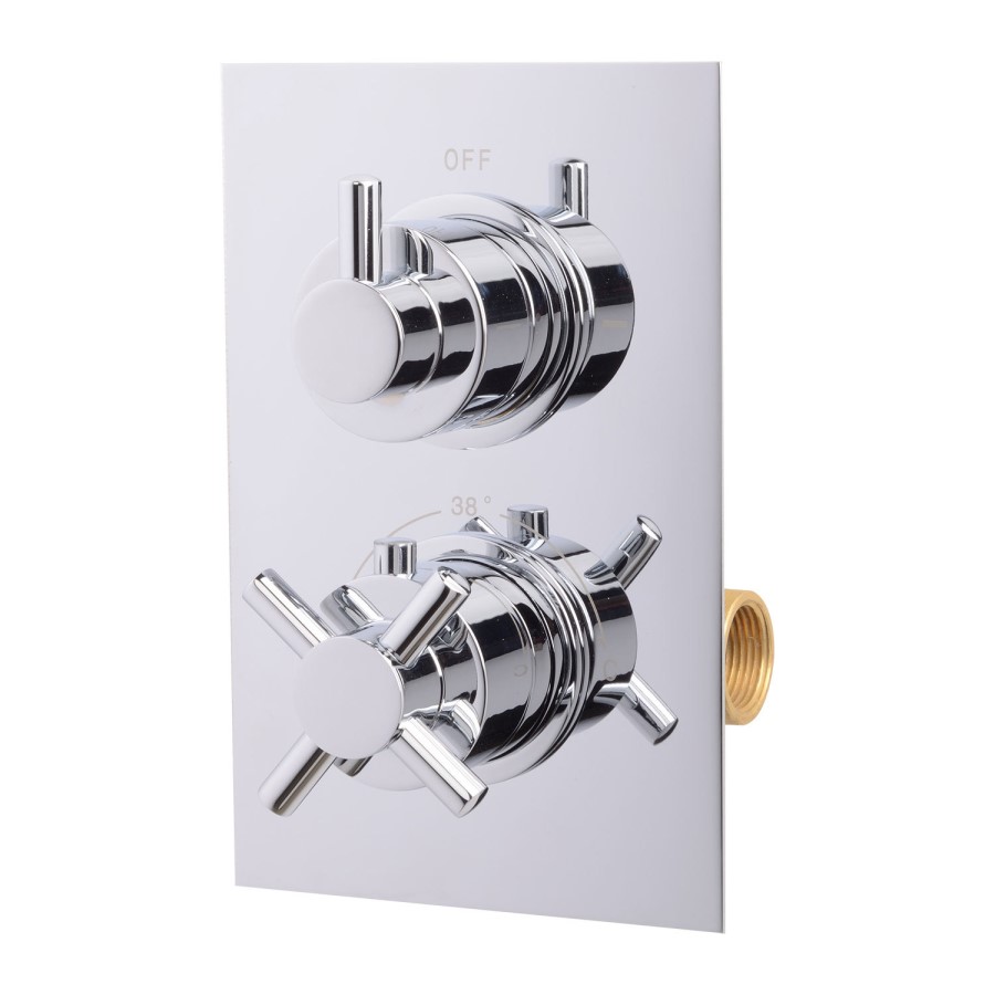 Single Control Concealed Thermostatic Shower Valve & Freeflow Bath Filler with Push Button Waste & Overflow